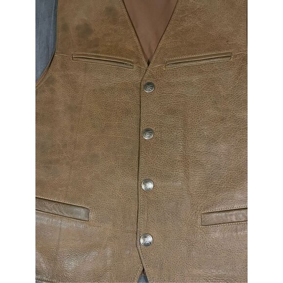 Coronado Leather Mens Vest 48Tall Cut Bison Concealed Carry Pockets Nickel snaps - Picture 7 of 16